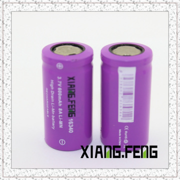 3.7V Xiangfeng 16340 600mAh 8A Imr Аккумуляторная литиевая батарея Лучшие аккумуляторные батареи